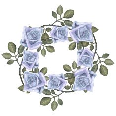 Watercolor vintage blue roses flowers