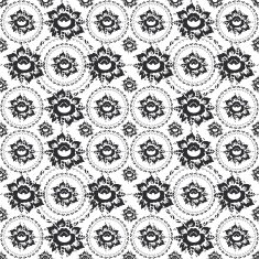 Russian ornament black flowers leaves white background seamless gzhel Vector