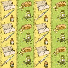 Pills Capsules and Syringes Seamless Pattern