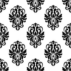 Classic black and white damask seamless pattern N2