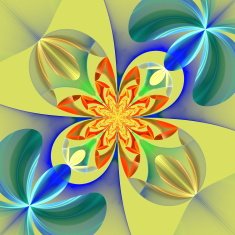 Diagonal symmetrical pattern of the flower petals Blue and orange N2