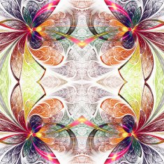 Symmetrical fractal pattern in stained-glass window style N3