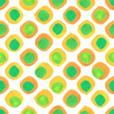 Vector Watercolor Seamless Pattern With Orange and Green Dots