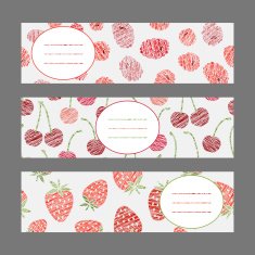 Set of Horizontal Fruit Banners Harvest berry ornament Vector Illustration N2