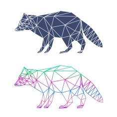 Abstract geometric raccoon set isolated on white background N2