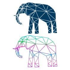 Abstract geometric elephant set isolated on white background N2