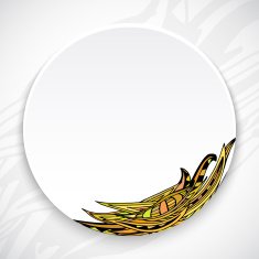 White plate with leaf ornament tribal style