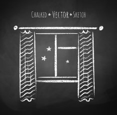 Chalkboard drawing of window N2
