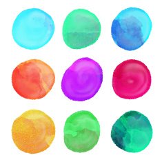 Watercolor set colorful rainbow paint stains