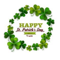 Saint Patricks Day vector background frame with realistic shamrock leaves N3