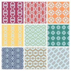 Set of 9 retro and modern style seamless patterns set 4