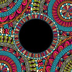 Colorful ethnicity round ornament mosaic vector background N5