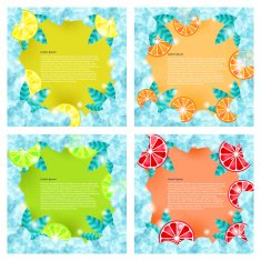 Frame made of ice cubes fruit and mint Vector illustration