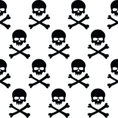 Black and white skulls background