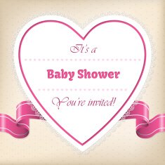 Baby shower greeting with heart and ribbon N2