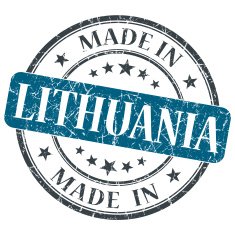 made in LITHUANIA blue grunge stamp isolated on white background