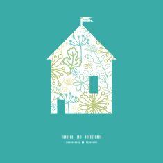 Vector mysterious green garden house silhouette pattern frame N2