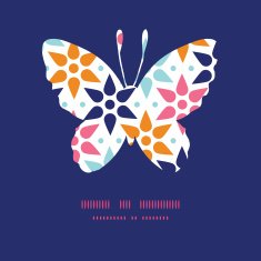 Vector abstract colorful stars butterfly silhouette pattern frame N2