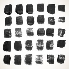 set with black watercolor brush strokes