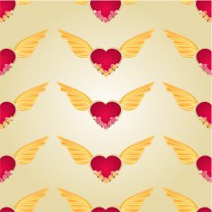 Seamless texture Heart with wings and roses vector