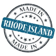 made in Rhode Island blue round grunge isolated stamp