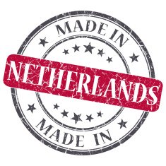made in Netherlands red grunge round stamp