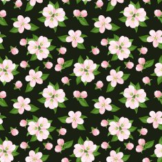 Seamless background with pink apple flowers Vector illustration