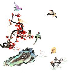 plum bloom stone and animal N106