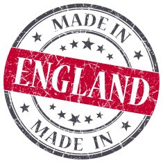 made in England red grunge round stamp