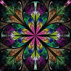 Multicolor beautiful fractal in stained glass window style N8