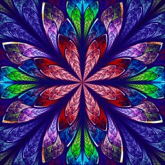 Multicolor beautiful fractal in stained glass window style N9