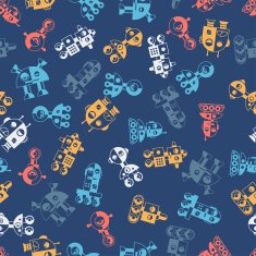 Seamless robots pattern in flat style N2