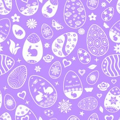 Seamless pattern of Easter eggs white on violet