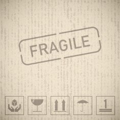 seamless cardboard texture with fragile signs