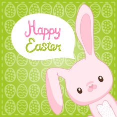 Happy Easter background with cartoon cute bunny N2