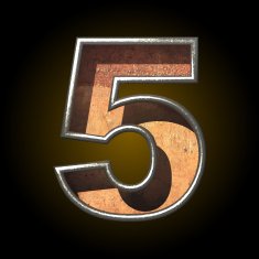 Vector old metal letter 5 N3
