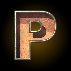 Vector old metal letter p N3