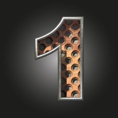 Vector old metal letter 1