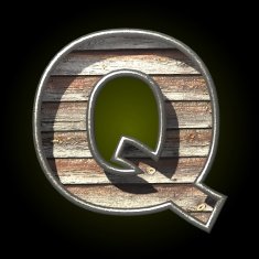 Vector wooden cutted figure q