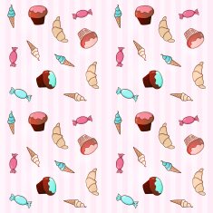Seamless pattern with cartoon sweets