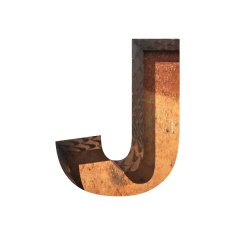 Vector metal cutted figure j Paste to any background N4