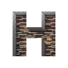 Vector metal cutted figure h Paste to any background N4