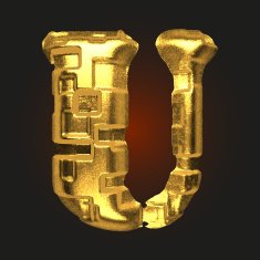 vector golden letter u N6