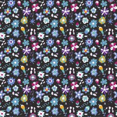 seamless pattern of abstract flowers on a dark background