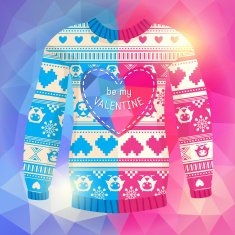 'Be my Valentine' greeting card Sweater with owls and hears N3