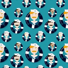 Different sailors seamless vector pattern in cartooning style N2