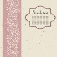 postcard in pink and beige colours with floral ornament