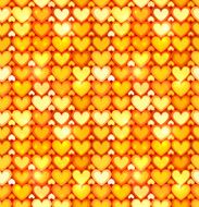 Orange shining hearts vector seamless pattern