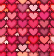 Red mottled hearts vector seamless pattern