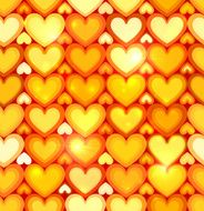 Orange shining hearts vector seamless pattern N2